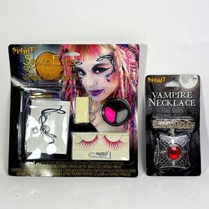 Halloween Accessories - Snake Eyes Makeup Kit + Gothic Vampire Necklace.
